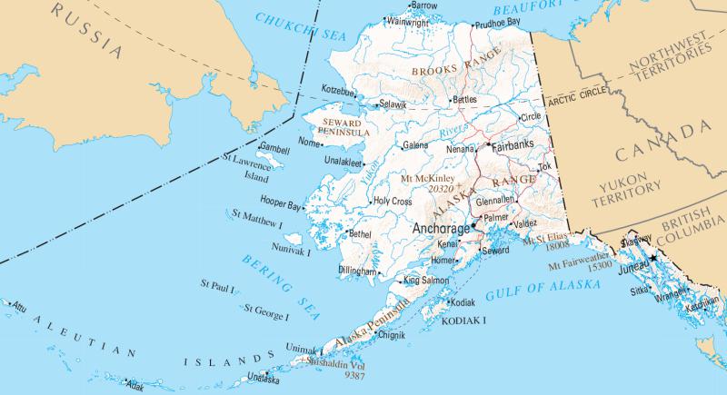The map of Alaska