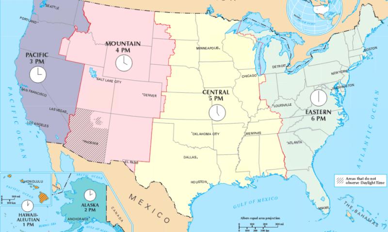 USA: time zones map